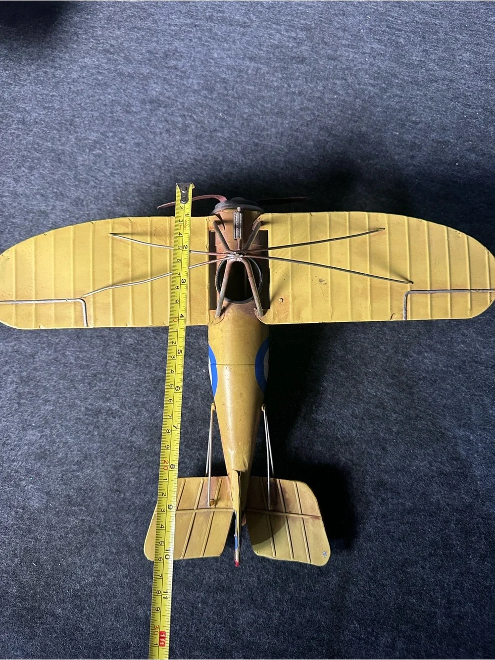 Vintage WWI British RAF Military Yellow Fighter Airplane Model